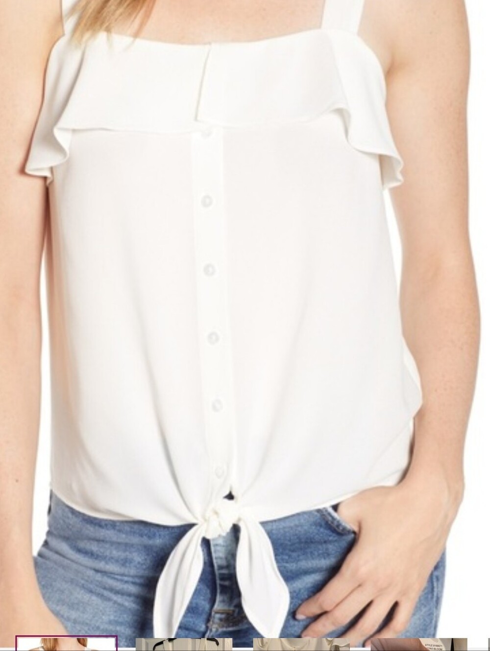 1.STATE Ivory Button-Front Blouse